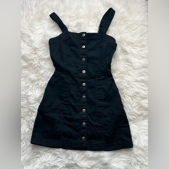 H&M Divided Black Denim Jean Mini Dress - Women's Size 6 - Picture 1 of 4